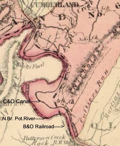 Map of C&O Canal at North Branch