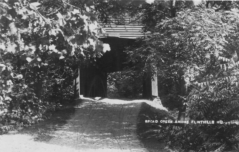 Old Red Covered Bridge postcard postmarked 1909